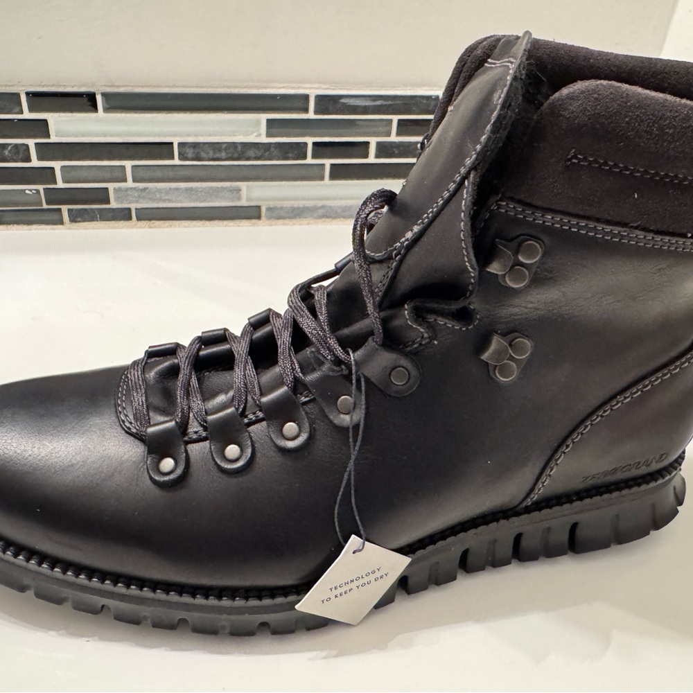 Cole Haan Lace-Up Men's ZeroGrand Hiker Boot Black Leather Style C30403